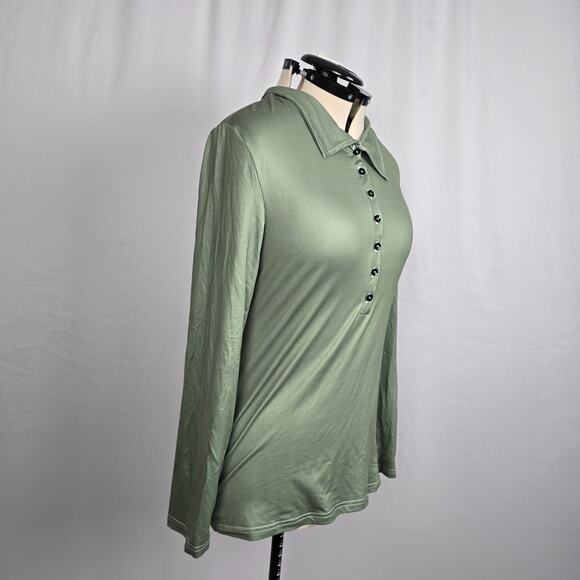 Unbranded Long Sleeve Tees Women's M Green Half Button NWOT - Picture 6 of 15